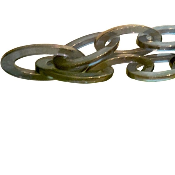 J crew teal resin oval link & tie black ribbon Necklace marked - Picture 6 of 7